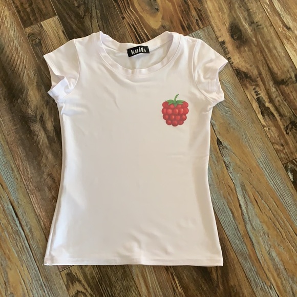 White Raspberry side hit crewneck tee. - Picture 3 of 3